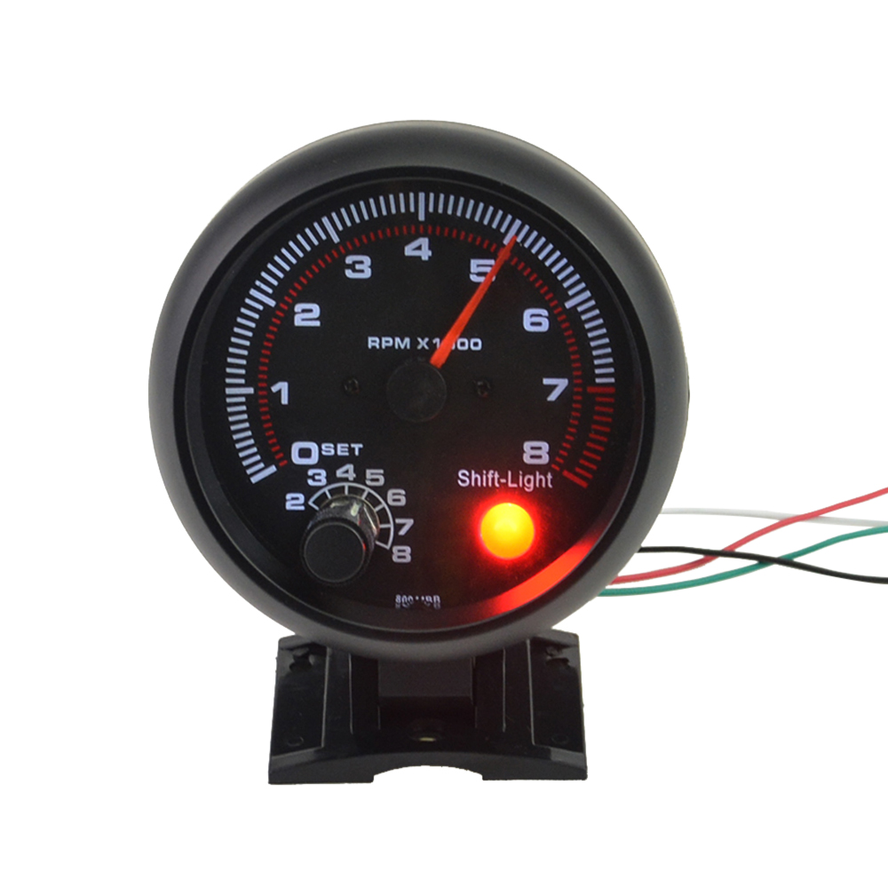 Universal- 8000RPM Schwarz Auto Tachoscope Messgerät Revolution Meter 12V 3,75 Zoll Auto Lkw Tachometer Digital Tacho Auto