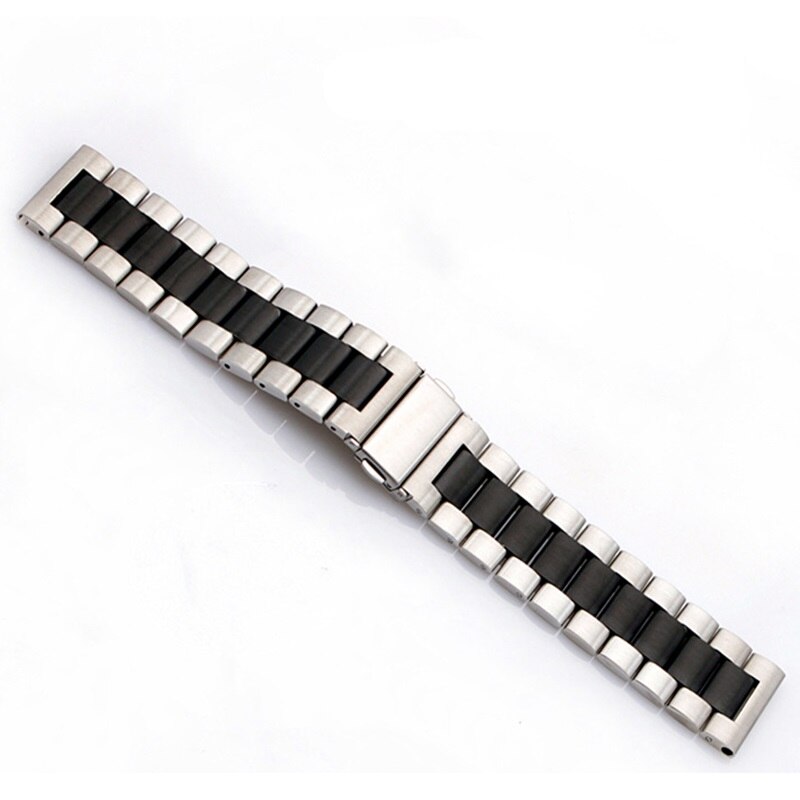 Rustfrit stål rem til samsung galaxy watch 42mm 46mm armbånd metal ur rem 18mm 20mm 22mm gylden sort: Sort linje / 22mm