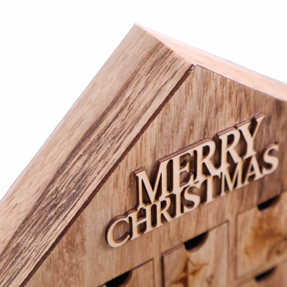 Christmas wooden table decoration advent calendar house with 24 drawers in country style for parents to fill candies for kids