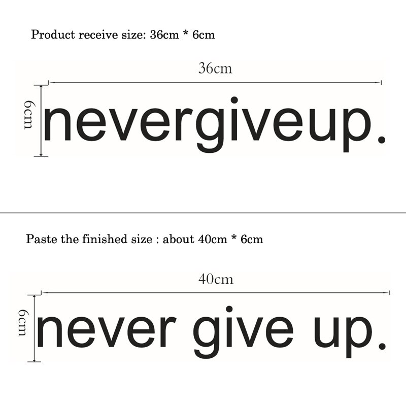 never give up.Inspirational vinyl Wall Sticker living room bedroom Home Decoration Decals English Proverbs Stickers wallpaper