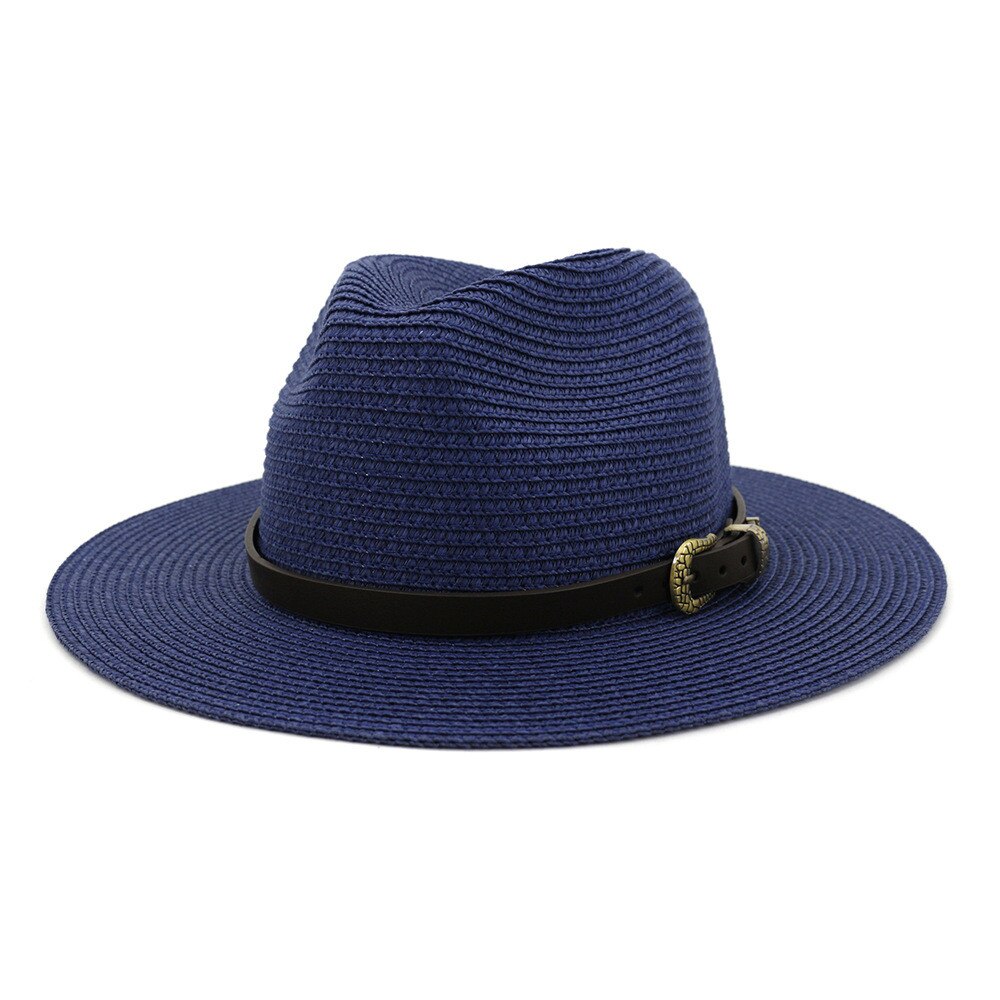 Chapeau large Vintage pour hommes et femmes, avec boucle de ceinture, chapeaux d'extérieur réglables, chapeau de paille respirant et léger pour femmes,: G