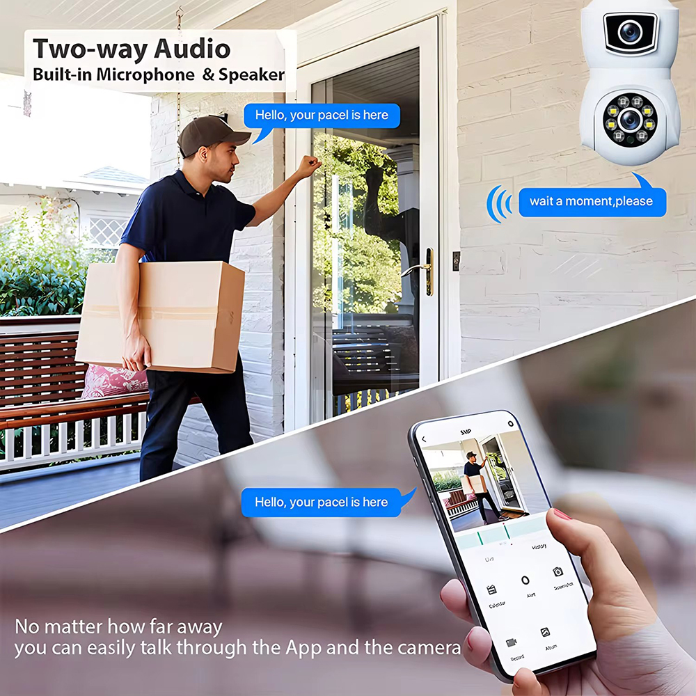 E27 4K Dual Screen Bulb WiFi Camera 8MP Dual Lens Auto Tracking Two Way Audio Color Night Vision Outdoor Security Camera v380pr