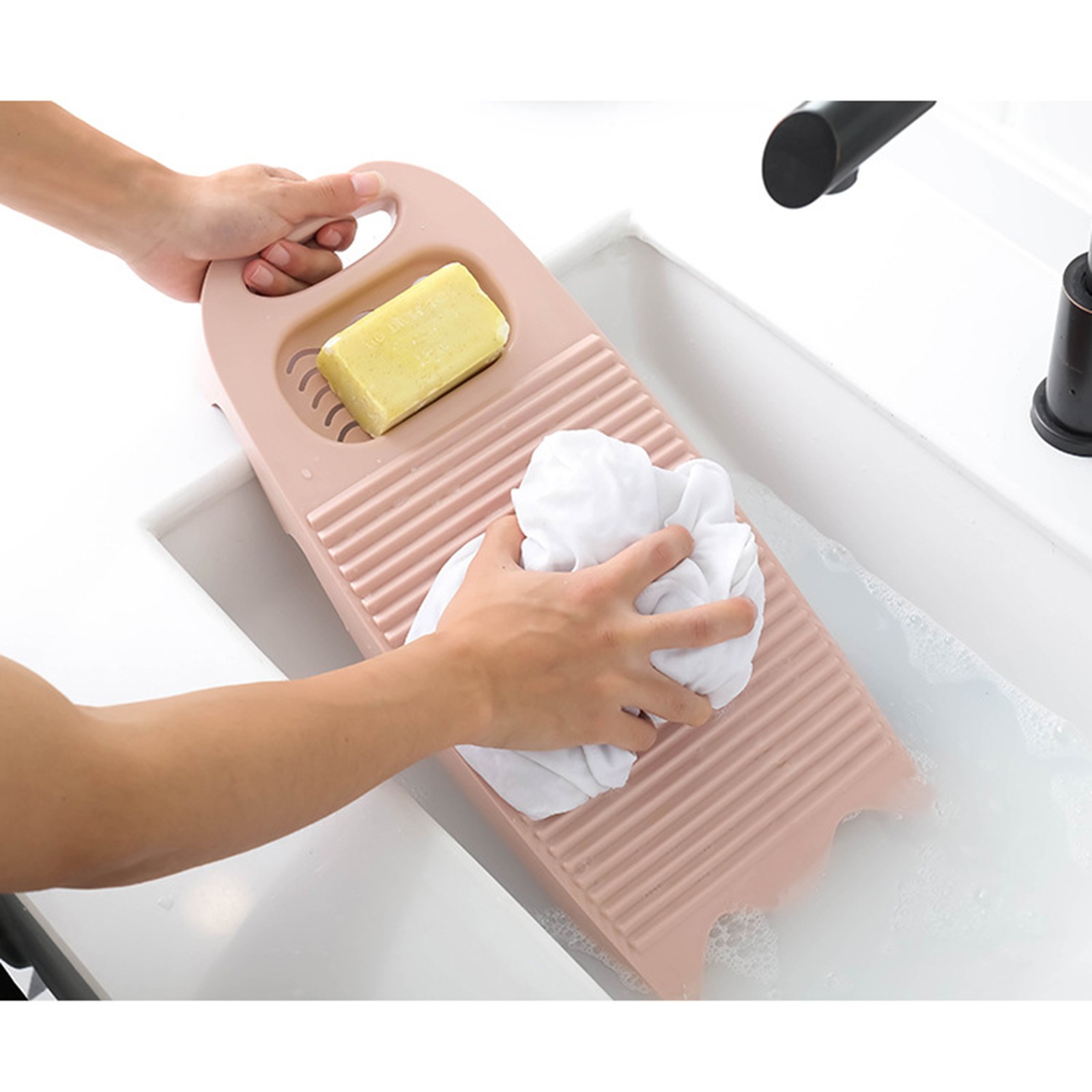 Wash Board Thickened Hand Wash Laundry Boards Dirty Clothes Washboard with Soap Holder for Underwear Lingerie Cleaning