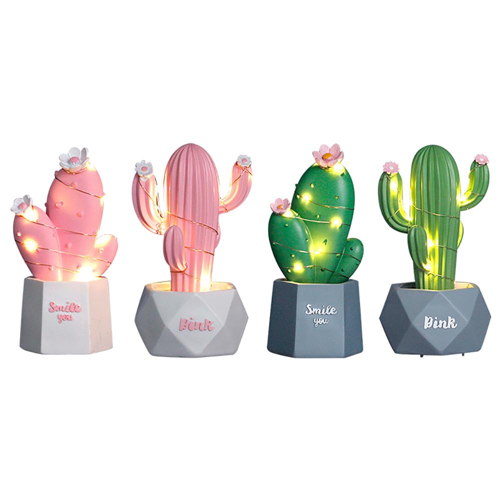Led Romantische Tafellamp 3D Cactus Groen Roze Lamp Verlichting Night Lights Voor Baby Slaapkamer Decoratie Luminaria Kamer Decor