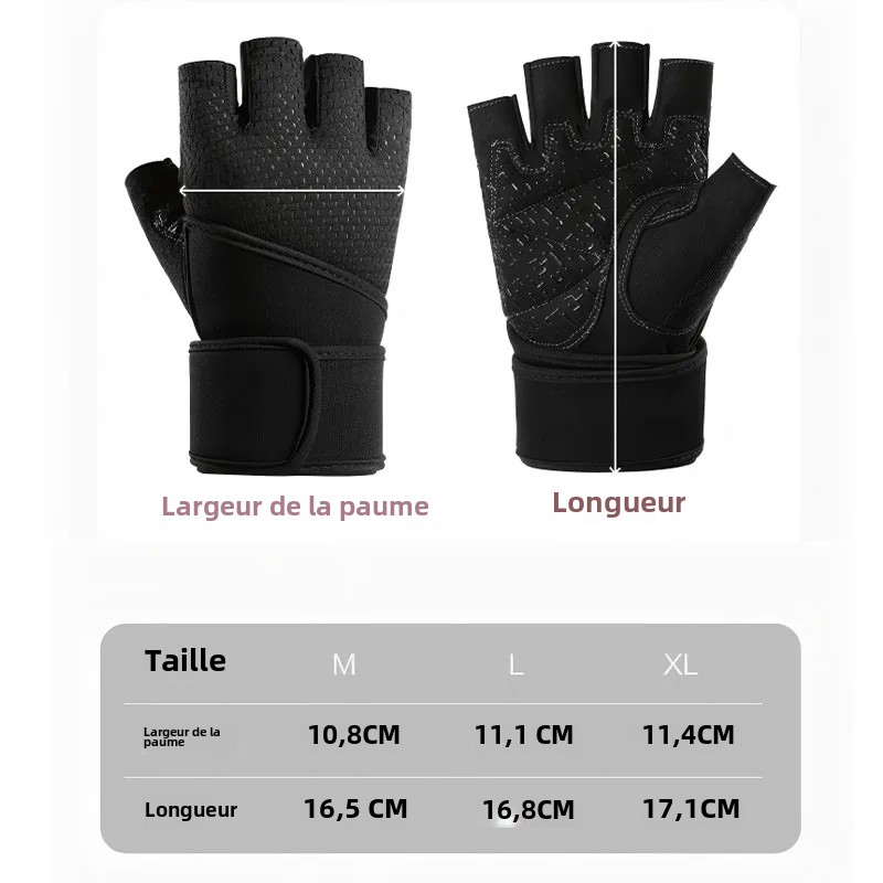 Gym Gloves Grips Anti-Skid Wrist Straps Protector for wrist training anti-slip half finger movement anti-cocoon Palm Protection