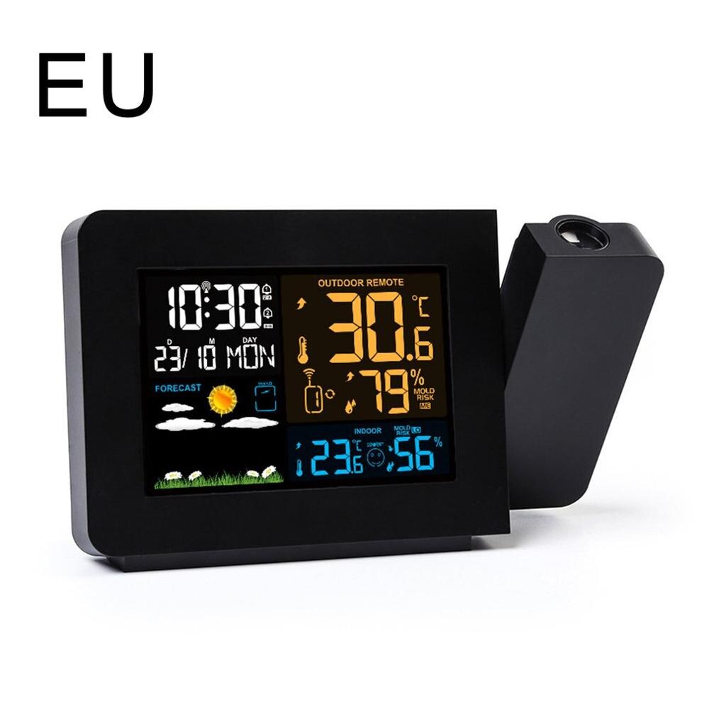 Multi-function Projection Clock Led Color Screen Weather Forecast Clock Electronic Clock Perpetual Calendar Weather Station: EU