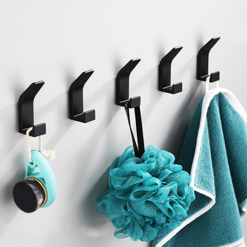 Gancho Doble para ropa de baño, perchero para bata de dormitorio, accesorios de cocina para sala de estar, color blanco y negro, sin perforación