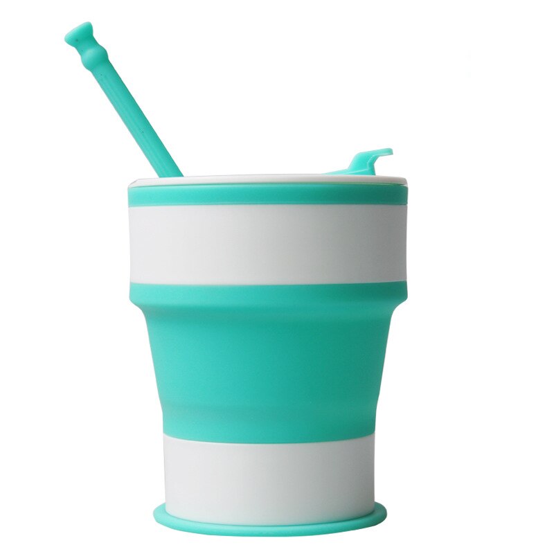 550ML Portatile Pieghevole in silicone a prova di Perdite Tazza per Lo sport di Viaggio per Il fitness tutto'aperto con Coperchi di Viaggio: Luce Verde