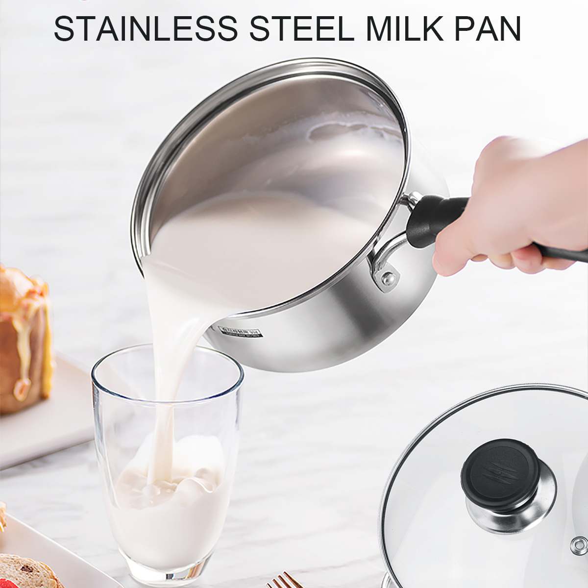 18cm dampgryter i rustfritt stål jevning hots milk pan nudler hjemme kjøkkenutstyr speil polering kjøkken gryter bærbart håndtak