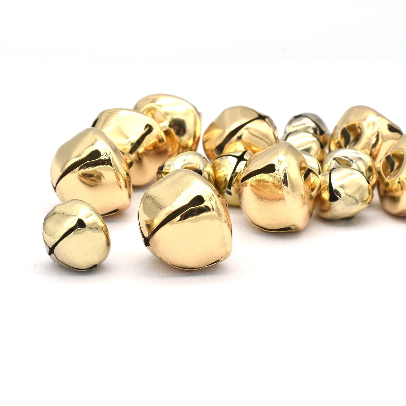 Cascabeles grandes de oro claro para Navidad, cascabeles artesanales a granel para decoración de Festival de Navidad, Collar de perro, decoración del hogar