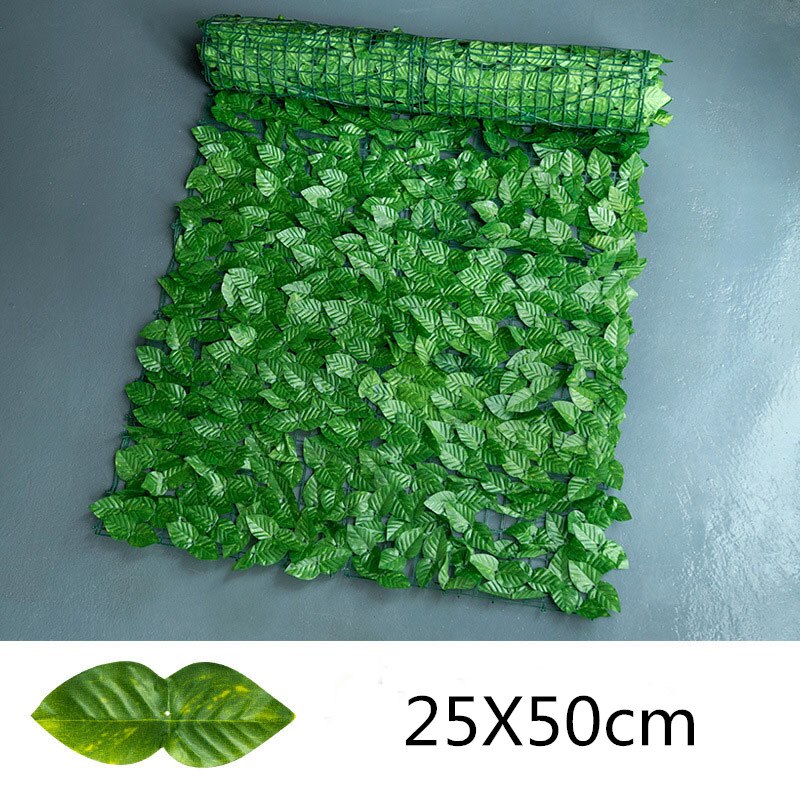 25*50cm Artificial Leaf Garden Patio Privacy Fence Screening Roll Balcony Backyard Rattan Fence Panel Sun UV Shielding Hedge: D
