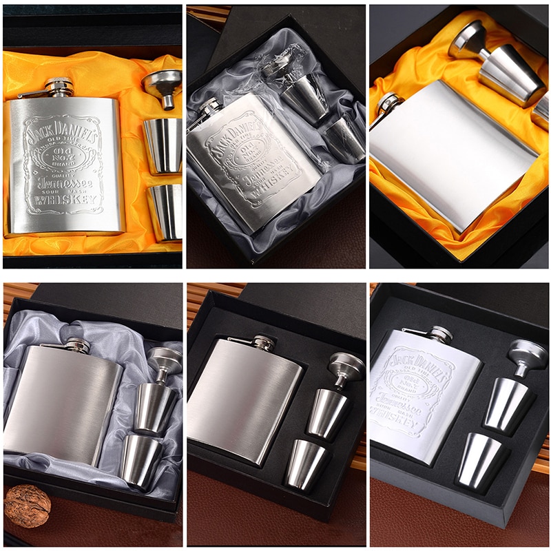 Mini Drinkware Alcohol Bottle Pocket Drinking Liquor Flask Portable Stainless Steel Hip Flask 7oz Wine Mug Wisky Bottle With Box