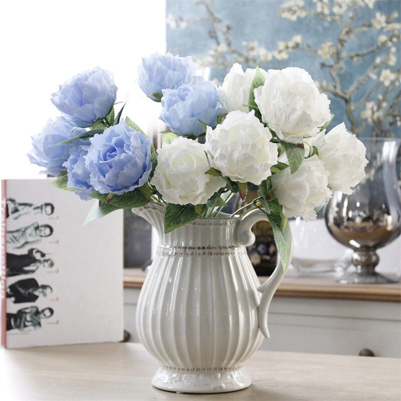 Kunstmatige Boeket Peony Rose Zijde Bruid Boeket Decor Bruiloft Slaapkamer Thuis Bloem Muur Materialen Valentijnsdag