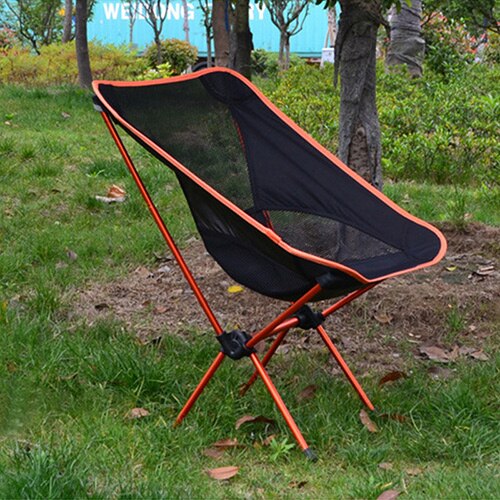 Silla plegable portátil con forma de luna, taburete plegable para pesca, Camping, barbacoa, asiento extensible para senderismo, muebles para el hogar y la Oficina ultraligeros para el jardín: Orange