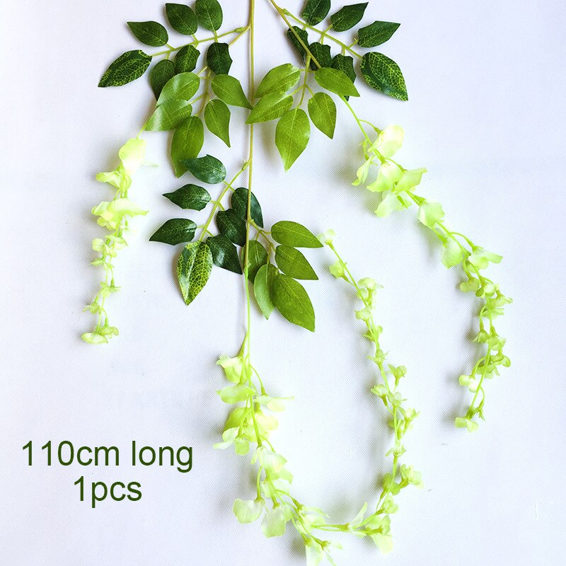 1PC 110cm Silk Wisteria Flowers White Hanging Flower For Decor Artificial Plants For Wedding Party Wall Decoration DIY Home: 3