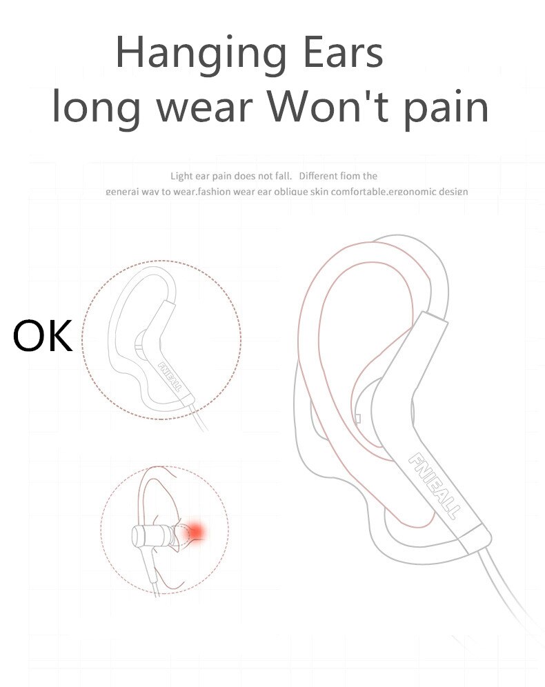 Auriculares deportivos con gancho para la oreja, audífonos deportivos de 13MM para correr, micrófono de gimnasio, HiFi, para teléfonos inteligentes iPhone /Samsung IOS Android