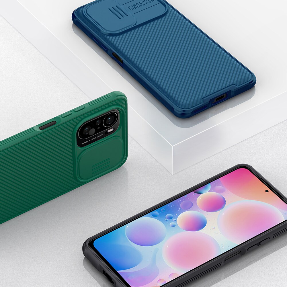 Nillkin – coque Ultra-fine pour Xiaomi Poco F3, avec motif givré, étui pour appareil photo coulissant