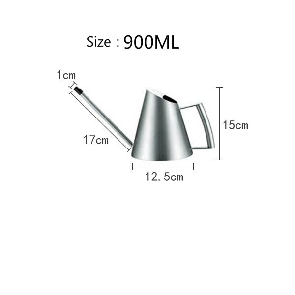 Roestvrij Stalen Gieter Tuinieren Ingemaakte Kleine Gieter Gebruik Handvat Perfect Voor Sproeisysteem Bloem Planten Douche Voor Tuin: Silver-700-900ml