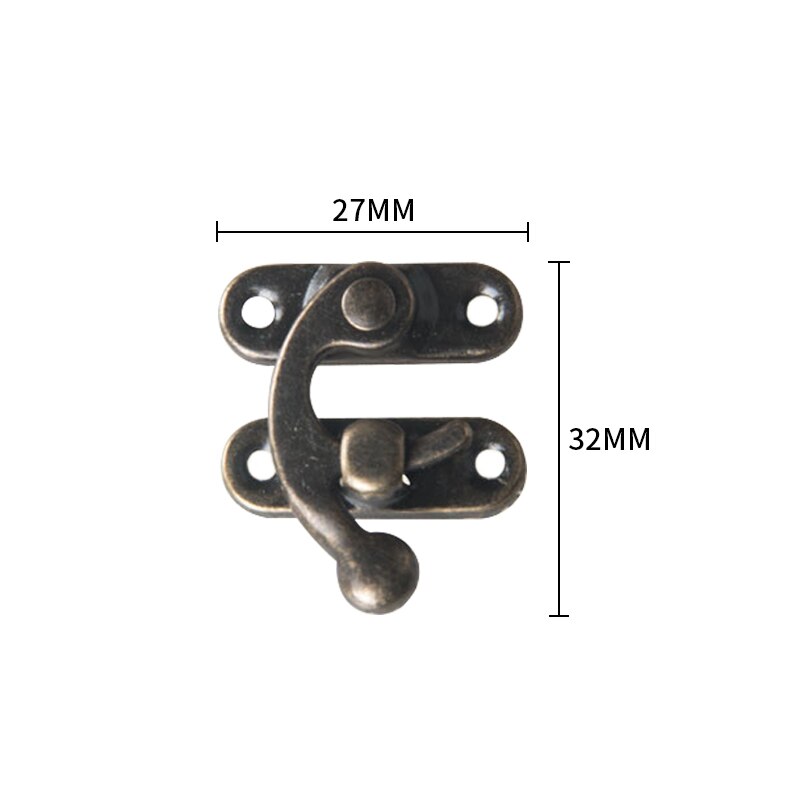 10 Uds. De cerrojo decorativo de Metal antiguo pequeño, gancho de , candado para joyero de madera con tornillos para herrajes de muebles: Left hook Bronze