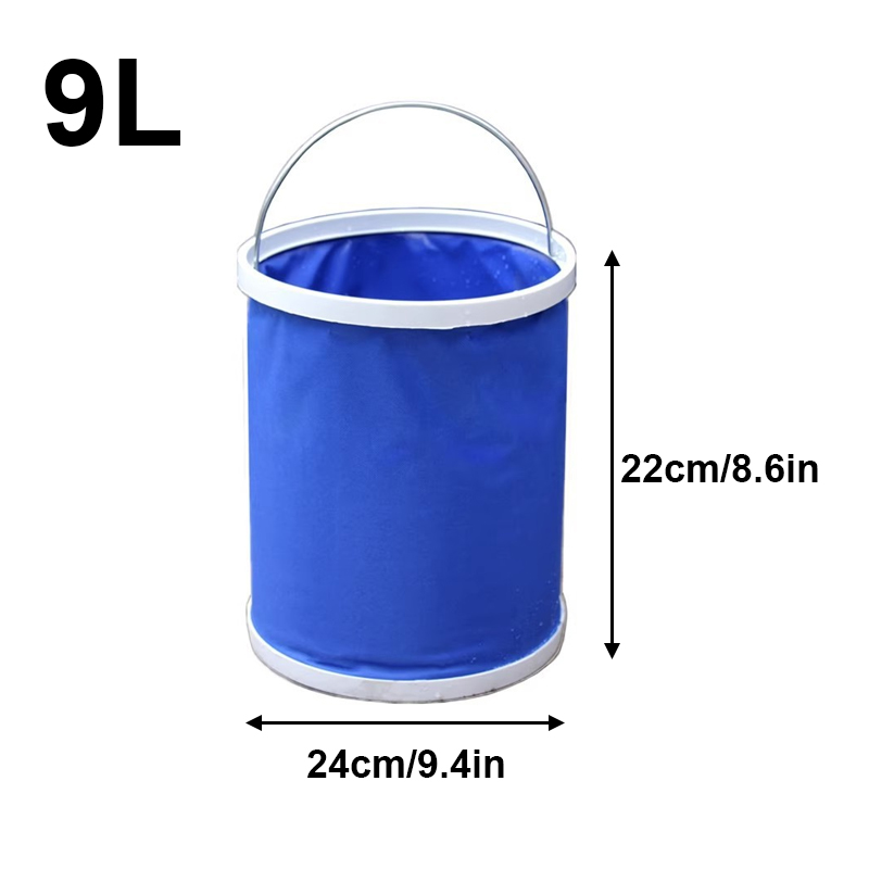 Cubo plegable para coche de 9/11/13L, cubos para lavado de coches de tela Oxford, cubo plegable portátil, multifuncional, resistente al agua: Descolorido