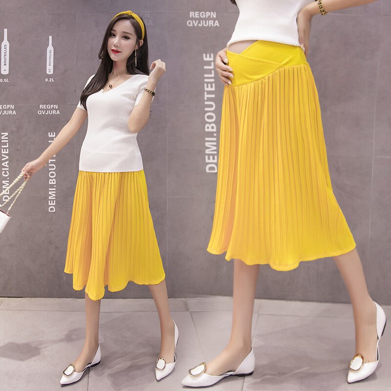 Sommer gravide kvinder bukser ensfarvet kryds lavtaljet patchwork chiffon plisserede bukser barsel brede ben capris