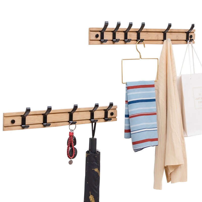 Bamboe Kapstok Muur Gemonteerde Haken Eenvoudige Hanger Slaapkamer Muur Rack Met Beweegbare Haken Tt-Best