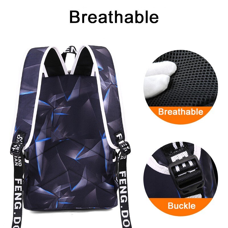 Mochila con estampado geométrico para hombre, morral para ordenador portátil de 15,6 pulgadas, Mochila de viaje de gran capacidad, mochilas escolares para adolescentes,