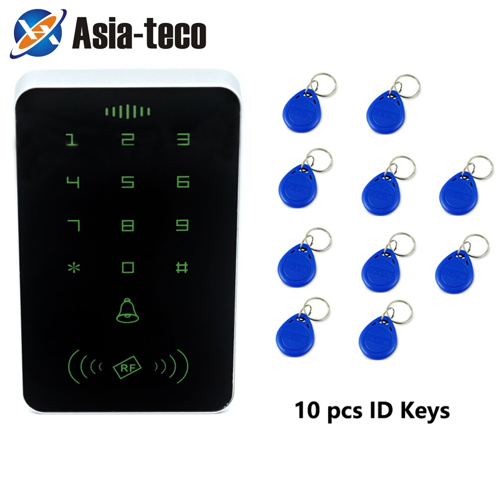 1000 users Backlight Touch Screen 125khz RFID Card Reader Keypad Access Control Reader Door Lock Opener Keyboard System: AC 10 ID Key