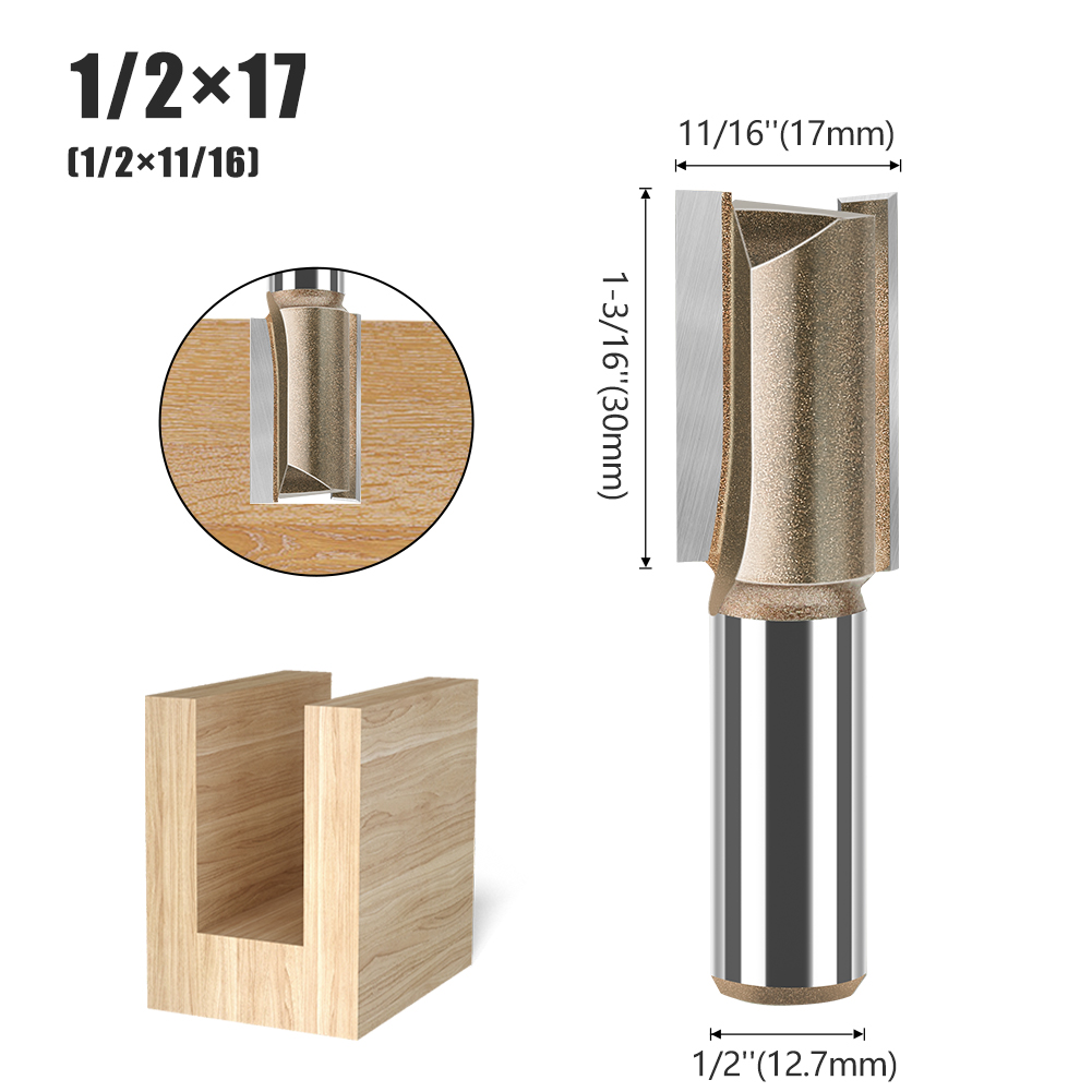 Broca recta de carburo de tungsteno, enrutador de doble flauta única, cortador de fresado de madera para herramienta de carpintería, diámetro de 3-25mm, vástago de 1/2 pulgadas: 23mm