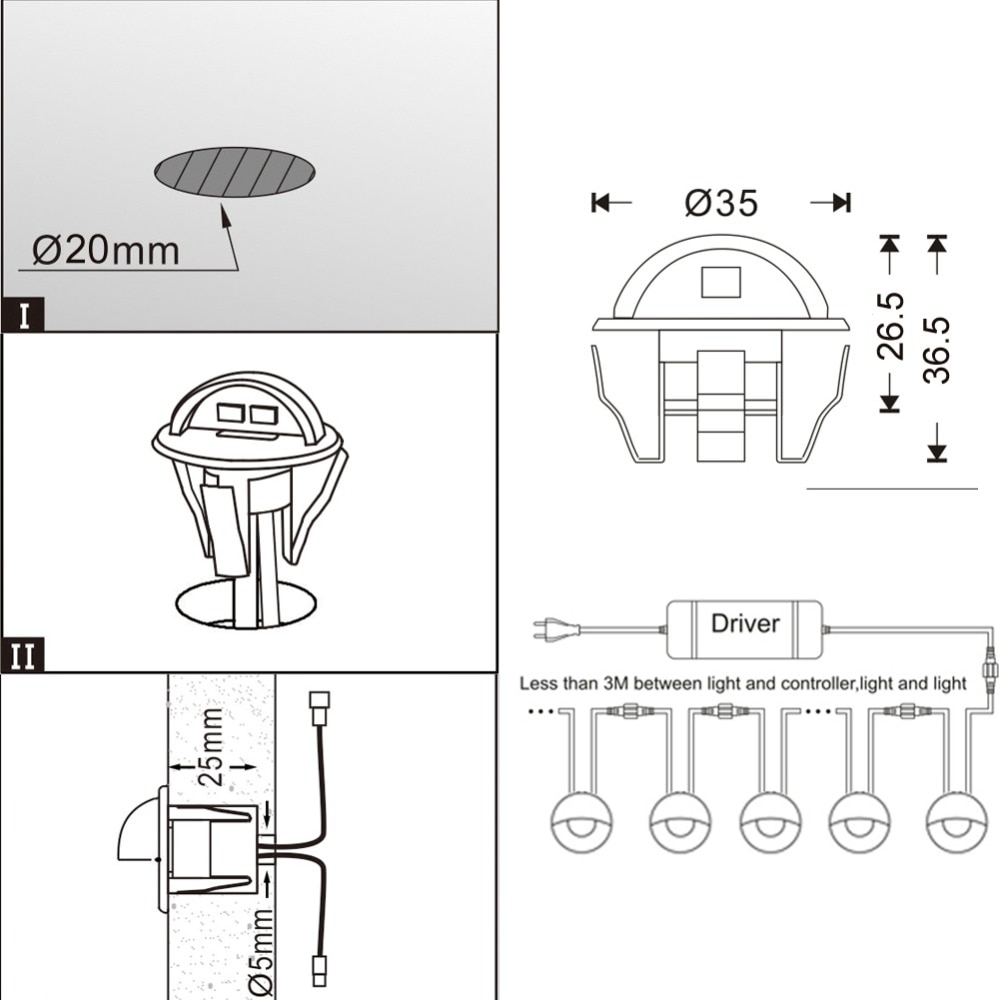 Special 12 volt 1 st smd 5050 led chips vägglampa utanför uteplats trappstegsbelysning inbyggd båt led däckslampor infällda  b106x