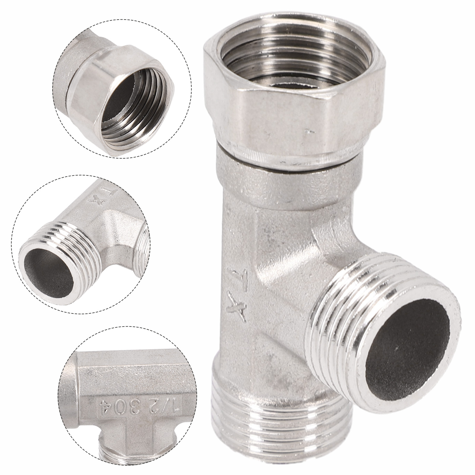 Rvs T Adapter G1/2 "T-Klep Omschakelklep Drieweg Apparaat Gat Voor Bad Bidet Sproeier douche
