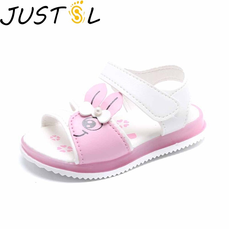Justsl jentesandaler flashsko låve strandsko sandaler med åpenn tå låve ledet sklisikre myke sommersko str 21-30