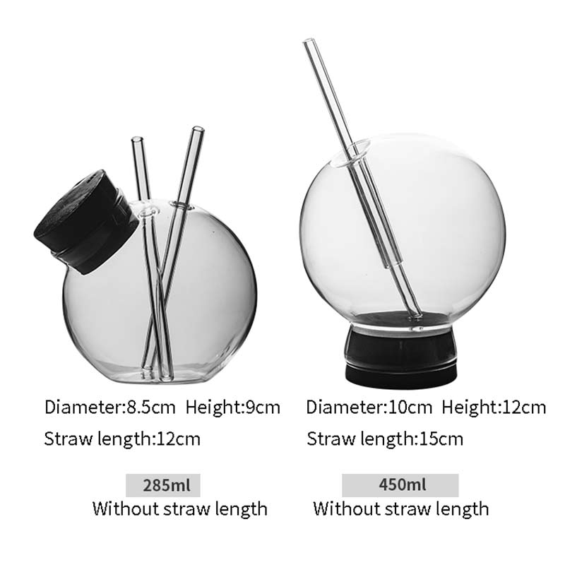 Rundbold cocktailglas molekylært vinglas med sugerør juice kop bar party club drinkware 285/450ml