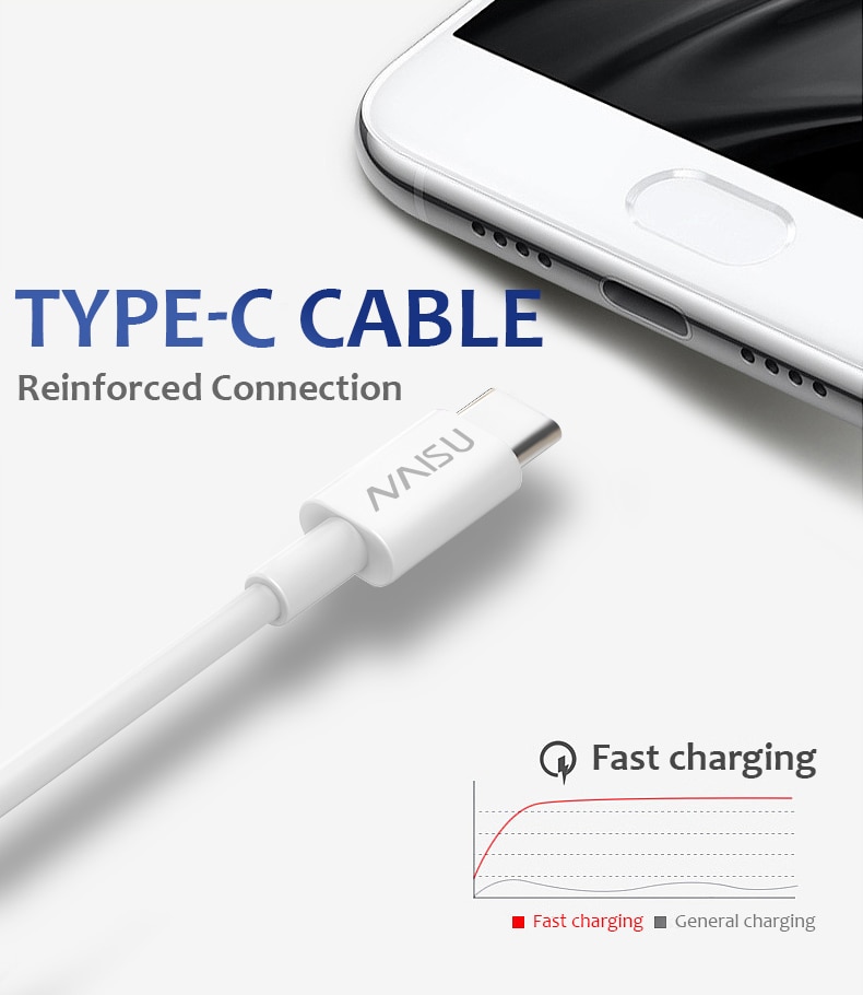 NAISU – câble de données 0.5/1/1 M 2,1a USB type-c pour recharge rapide, cordon de chargeur pour téléphone Huawei, Samsung, LG, Xiaomi, Poco x3, Oppo