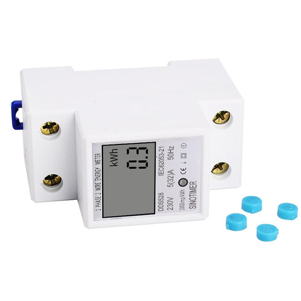 Single Phase Two Wire Electric Meter LCD Digital Display Wattmeter Power Consumption Energy kWh AC 230V 50Hz Din Rail Mounted