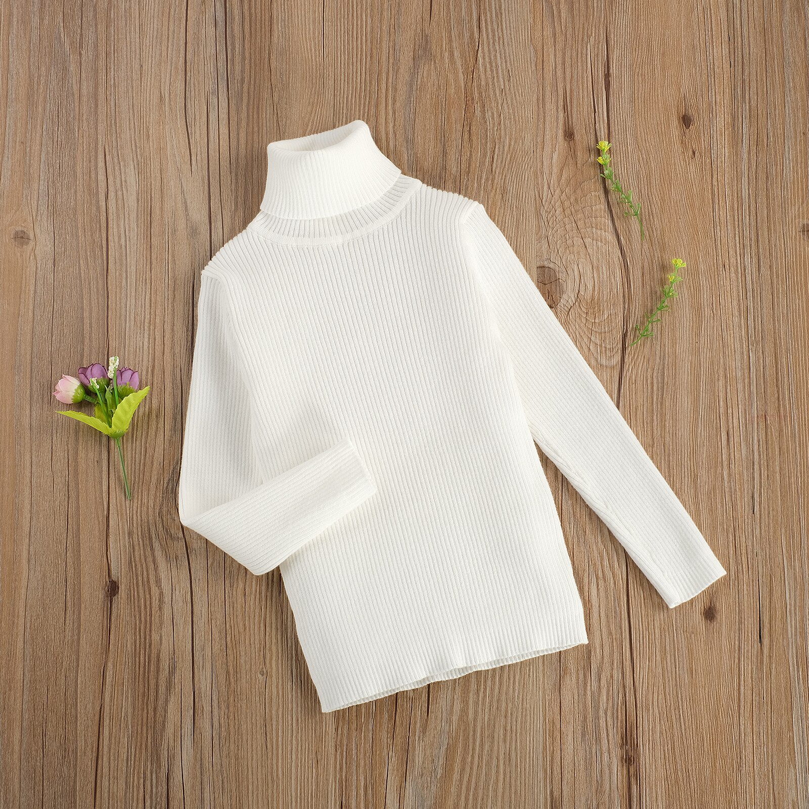 0-6Y Peuter Baby Meisje Coltrui Truien Winter Fall Effen Kleur Lange Mouwen Knited Top Zachte Truien Uitloper