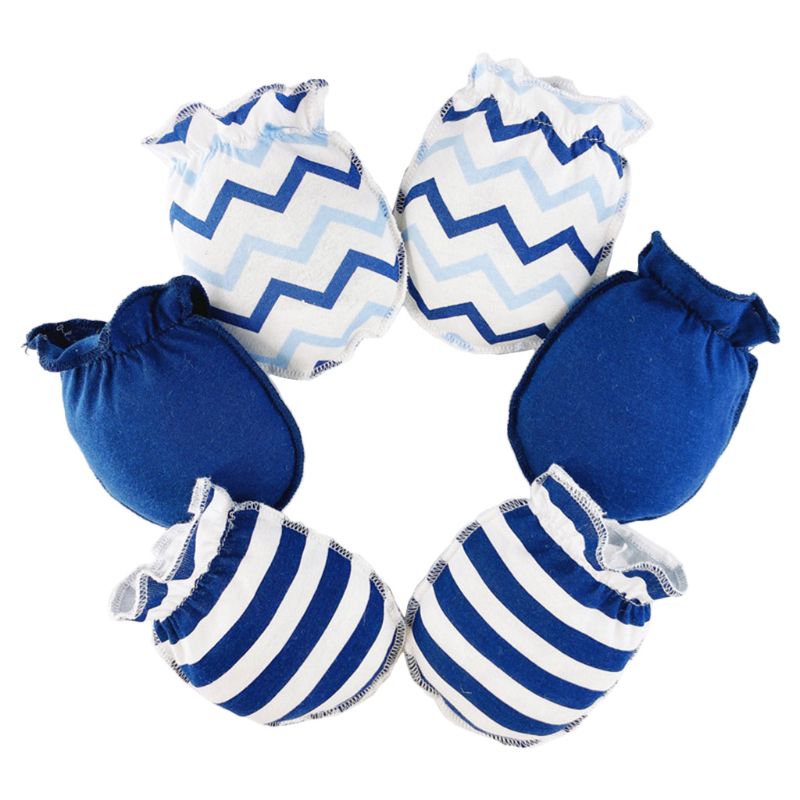 3 accoppiamenti Del Bambino Anti Graffi Morbido Puro Guanti di Cotone Neonato Paramani Mittens A2UB: G