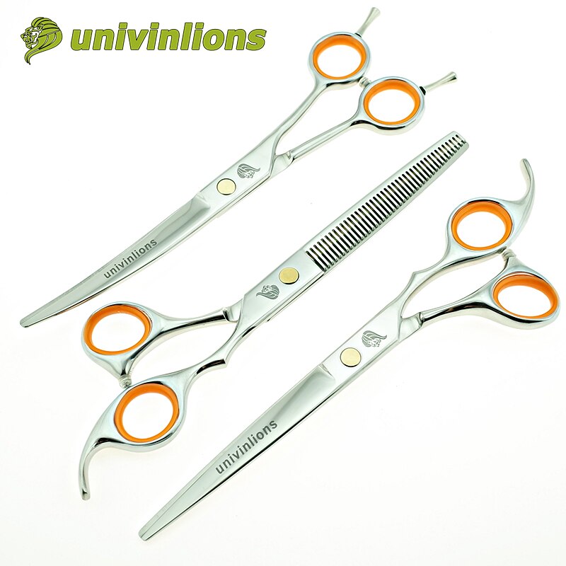 univinlions 7" cut dog hair scissors pet grooming scissors curved dog cat hair clippers animal clippers dog grooming shears set