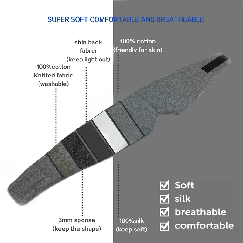 Mascarilla opaca para dormir de algodón 100% hecha a mano para dormir lateral, cubiertas oculares opacas portátiles suaves para mujeres y hombres, parche ocular de viaje