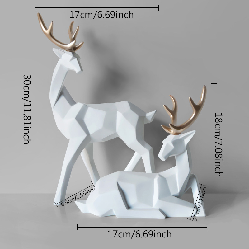 Nordisk stil 3d solid geometri heldig hjort ornamenter harpiks håndværk boligindretning til dekoration kontor skrivebordsfigurer