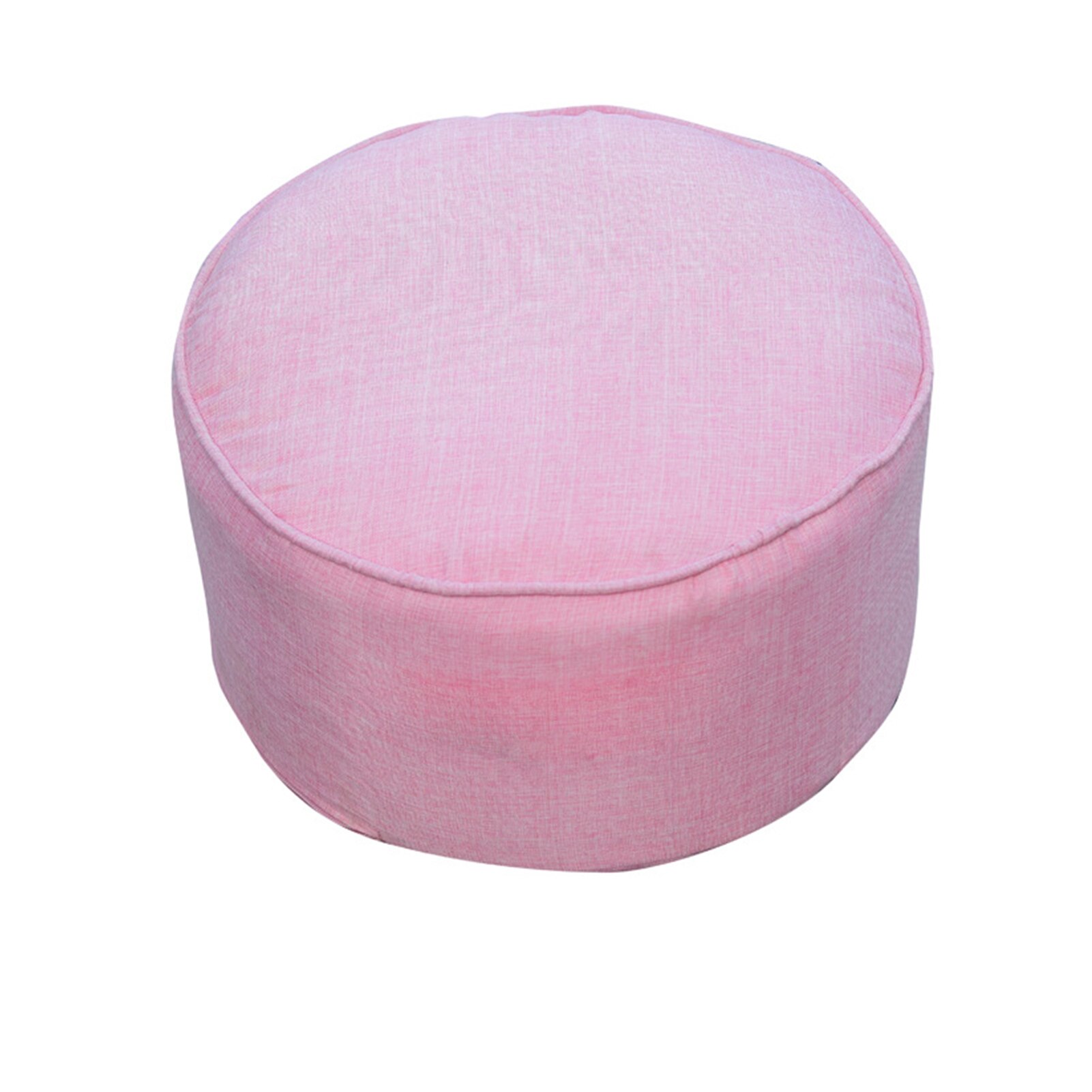 Solid Linen Pouffe Footstool Detachable Pull-Tab Shoe Changing Bean Bag Sofa Stool Round Ottoman Modern Living Room Home Decor: Pink
