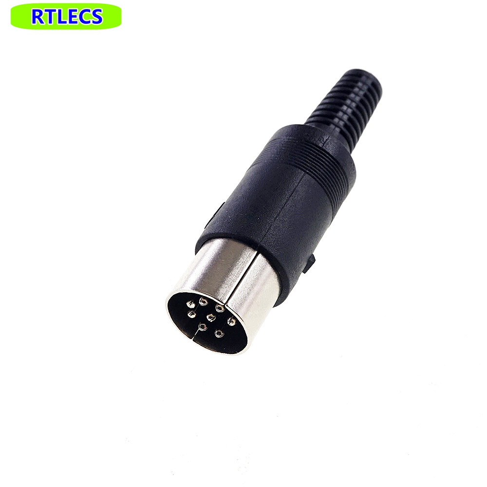 2 uds 262 270 grados 8 pines DIN macho cabezal de enchufe soldadura DIY Vertical Circular Push-Pull conector de alimentación contactos mecanizados