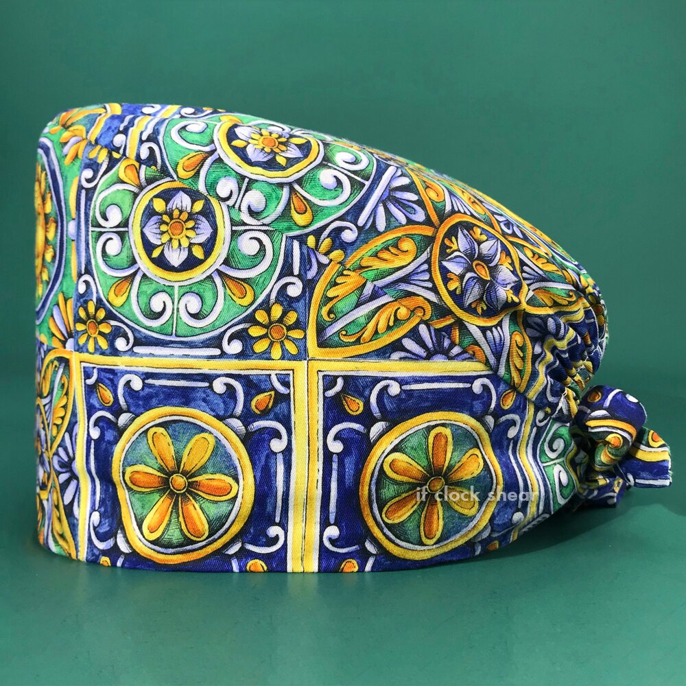 Ziekenhuis Scrubs Vrouwen Hoeden Pet Grooming Chirurgische Hoeden Tand Schoonheid Verpleging Hoed Multicolor Caps Met Zweet-Absorberende: 22185