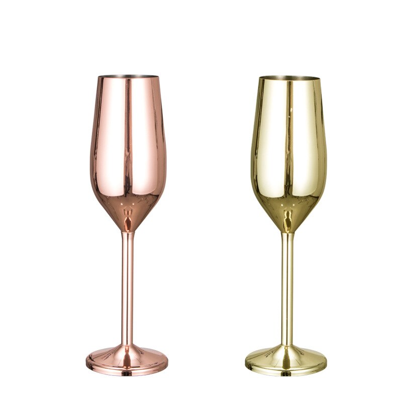 Copa de champán de acero inoxidable resistente a las caídas, copa de vino espumoso de estilo europeo, copa de vino de boda