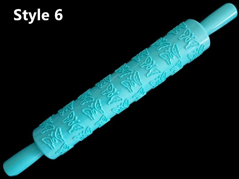 Rouleau à pâtisserie en plastique, outil de décoration de pâtisserie, pour gaufrage, Fondant, artisanat, motif de fleur, cœur: Style 6