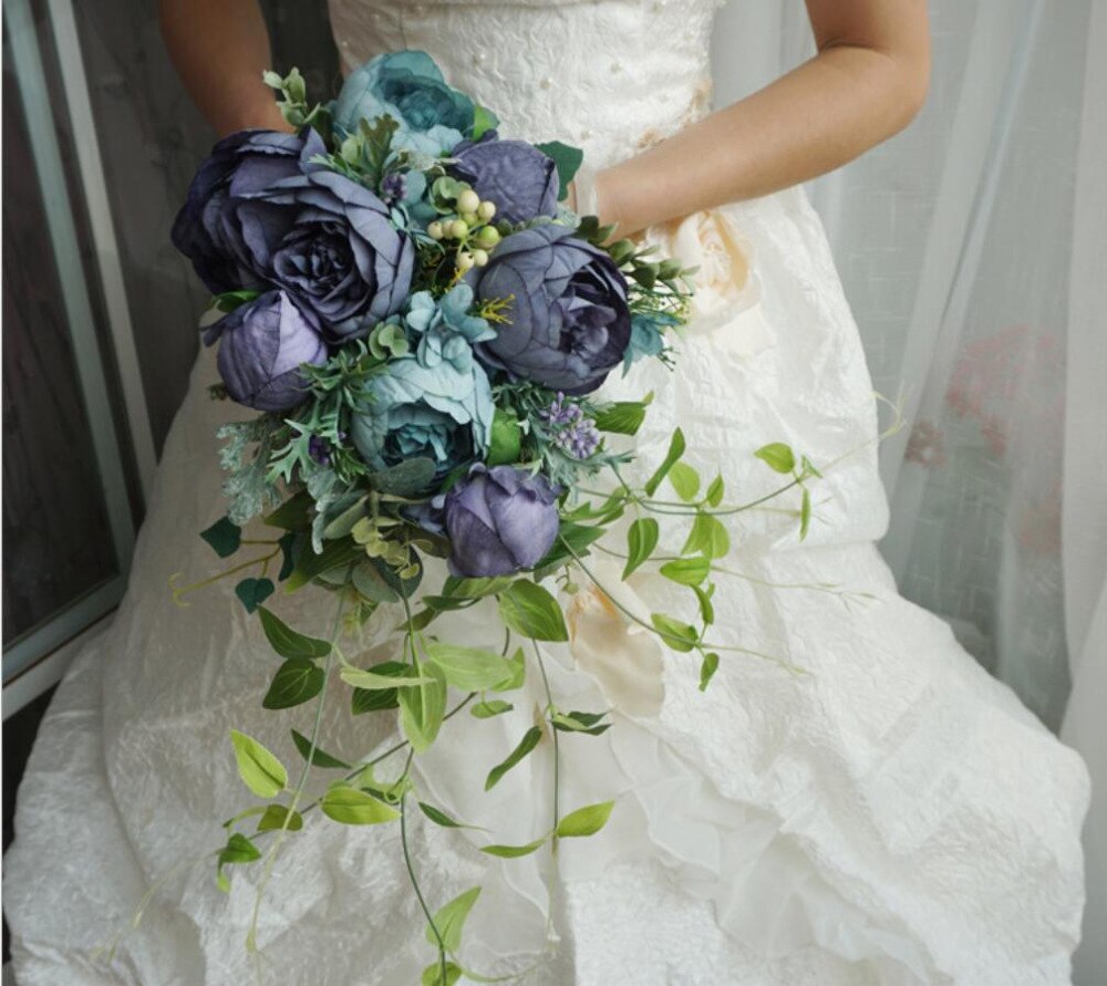 Bruidsboeketten Kunstmatige Bruid Bloemen Bruiloft Wit Waterdruppels Waterval Bruiloft Bloemen Bruidsboeketten S87