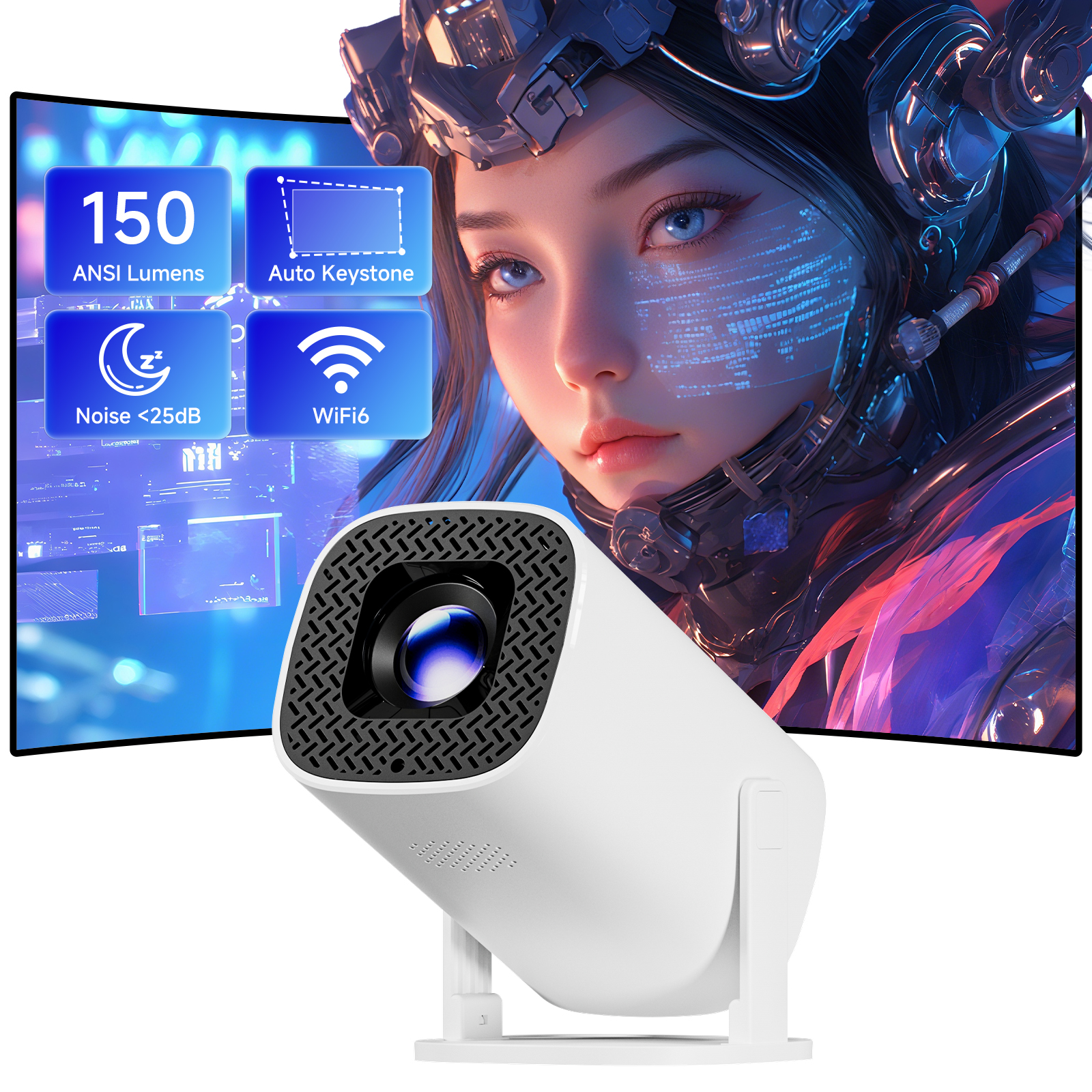 P30PRO Home Theater Projector Android 11 WIFI 6 Native 720P With Speakers Portable Cinema Outdoor Projector Upgrated HY300
