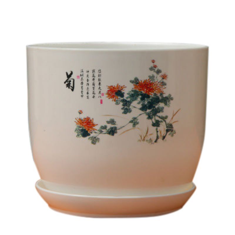 Ceramic Round Resin Flowerpot Succulent pot Cactus Planter Pots with Drainage Hole Container Planter Decoration Dd: B