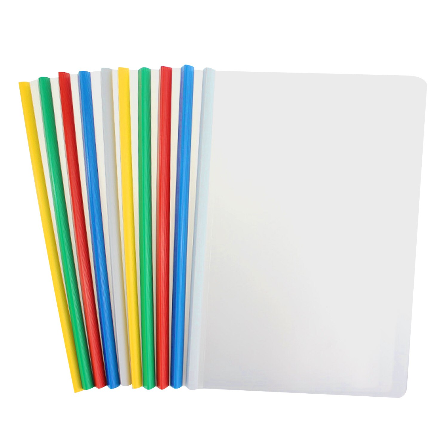 10 stuks  a4 maten doorzichtige plastic documentenmap met schuifbalk, rapporthoezen voor display, organizer, schoolkantoor, mix kleur