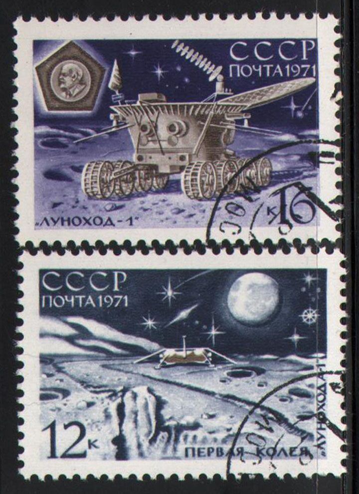 2 pcs Sovjet moon landing ruimtevaartuig 1971 Post Postzegels Postzegels Collection